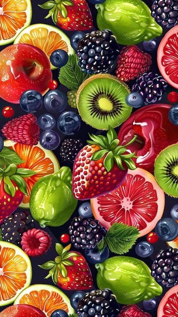 Vector free vector fruit and berry background abstract food seamless pattern