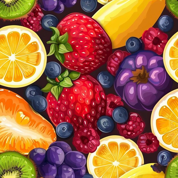 Vector free vector fruit and berry background abstract food seamless pattern