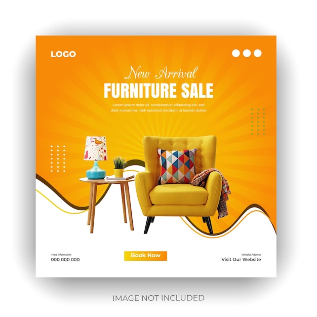 Free vector furniture sale social media post template