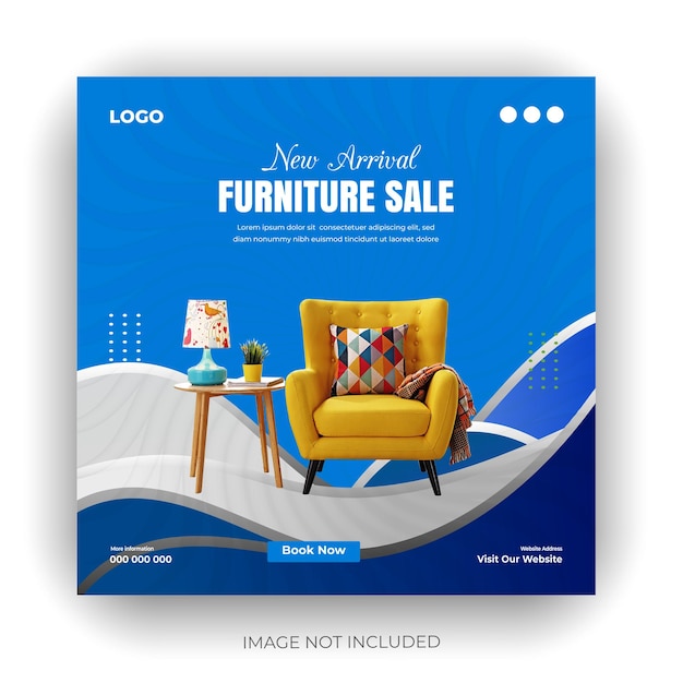 Free vector furniture sale social media post template