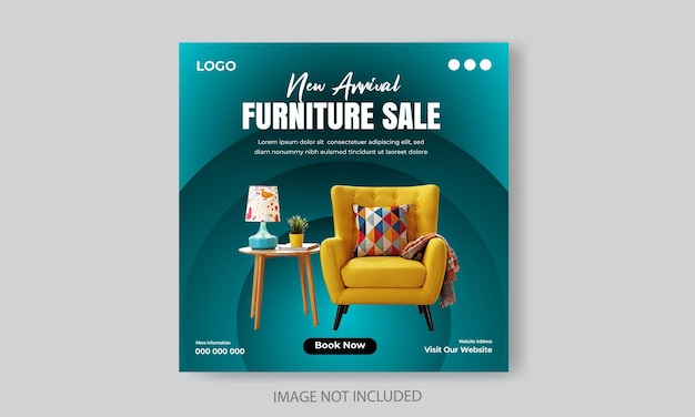 Free vector furniture sale social media post template