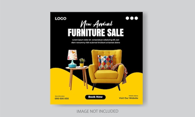 Free vector furniture sale social media post template