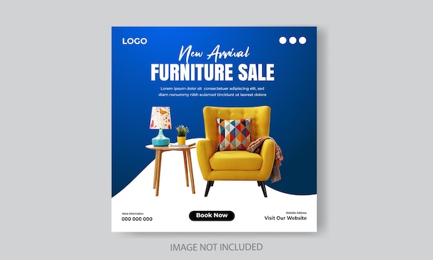 Free vector furniture sale social media post template