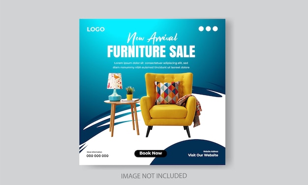 Free vector furniture sale social media post template