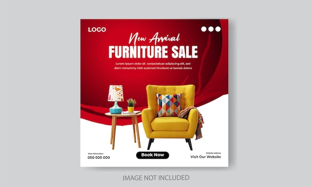 Free vector furniture sale social media post template