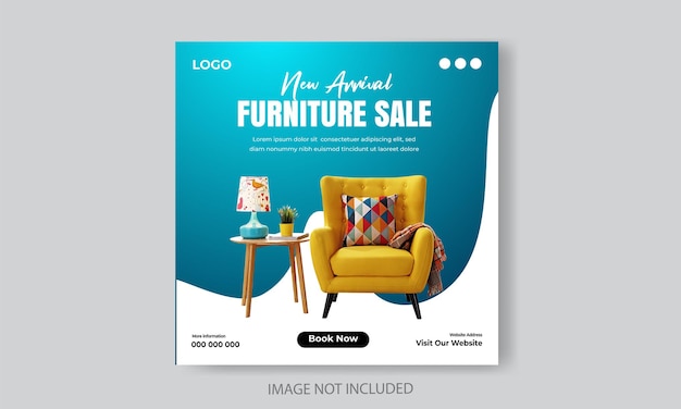 Free vector furniture sale social media post template