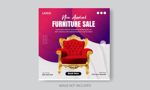 Free vector furniture sale social media post template