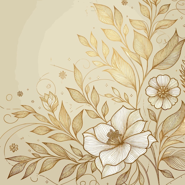 Vector free vector golden linear floral background