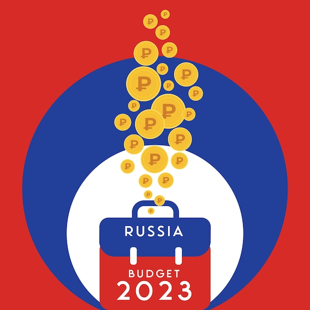 Free vector - Golden Ruble coin currency, annual budget concept and world currency