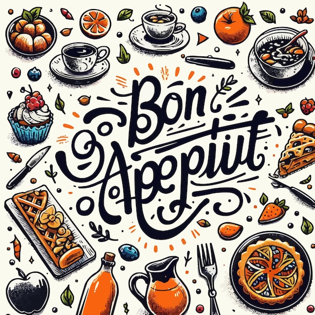 Free vector Hand drawn bon appetit lettering