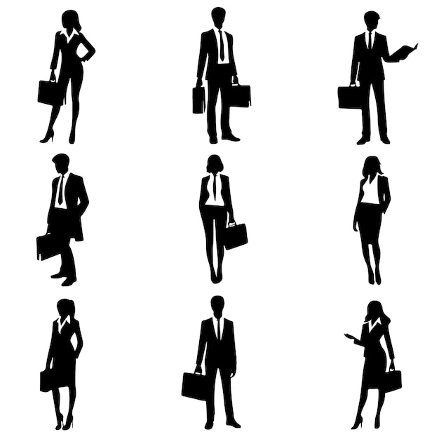 Free Vector Hand Drawn Business Man Silhouette Set