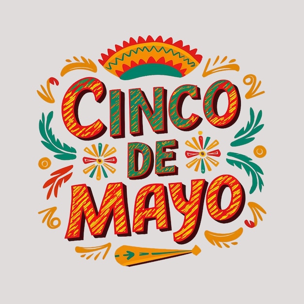 Vector free vector hand drawn cinco de mayo text design and white background ai generated