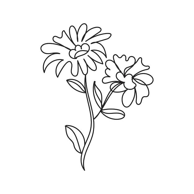 Free vector hand drawn flat design simple flower outline