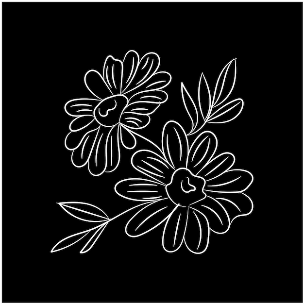 Vector free vector hand drawn flower design on dark background