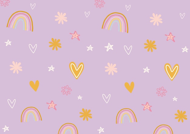 Vector free vector hand drawn girly love rainbow abstract element pattern