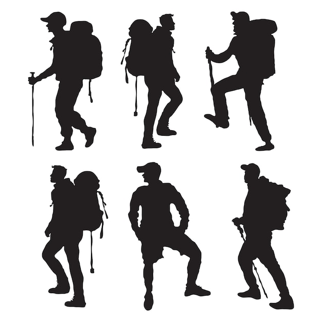 Free vector hand drawn hiking silhouette