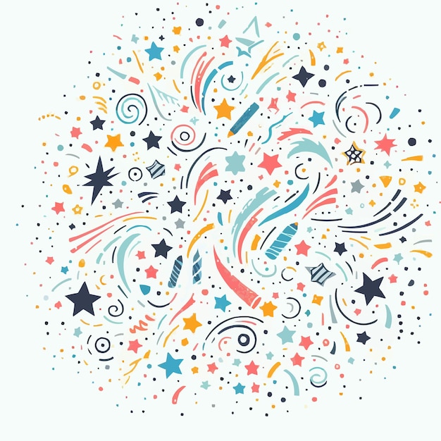 Vector free vector hand drawn simple sprinkle seamless pattern bright color confetti stars on white back