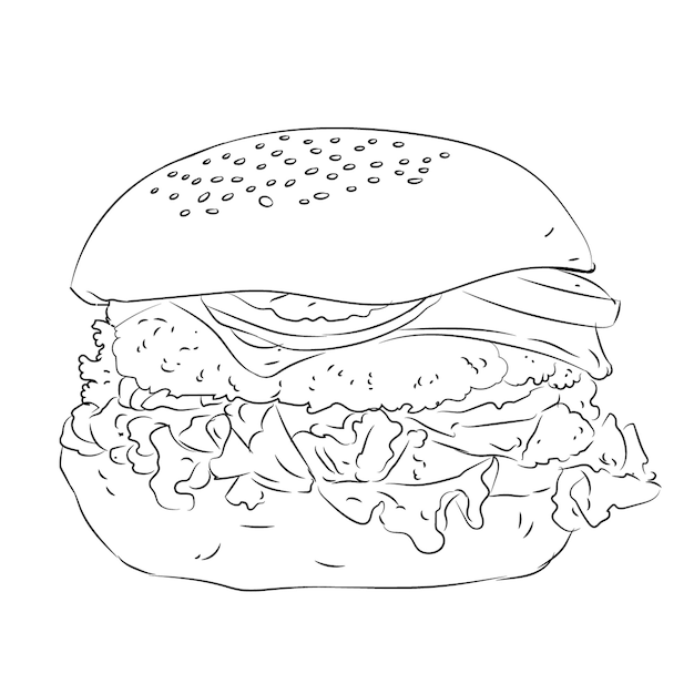 Free vector hand drawn veg cheese Burger