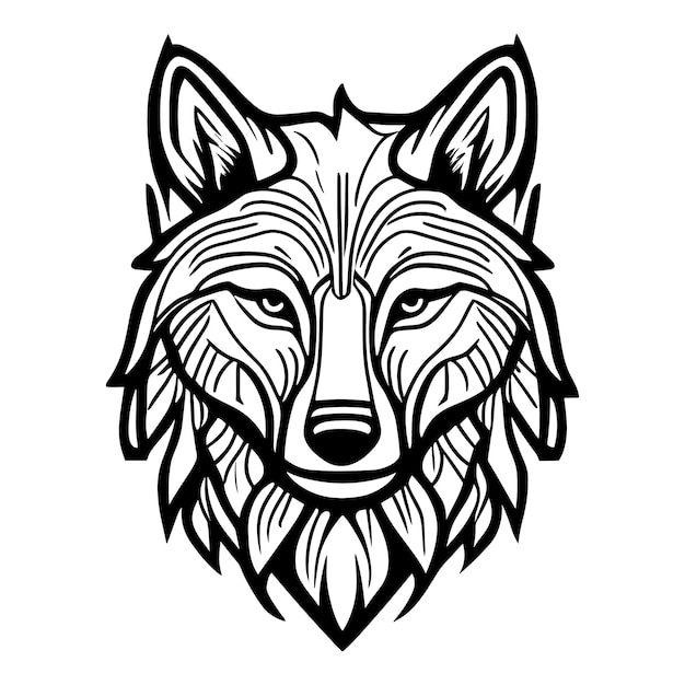 Free vector hand drawn wolf outline illustration