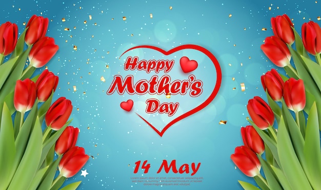 Free vector happy mother's day greeting banner design with flower