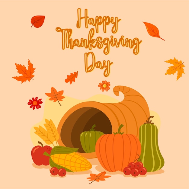 Free Vector Happy Thanksgiving Day Design Template