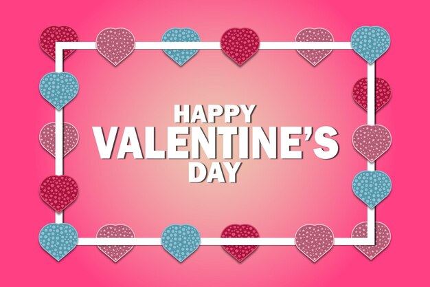 Free Vector Happy Valentines day background with hearts frame