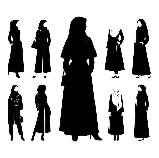 Free vector Hijab style fashion standing Silhouette