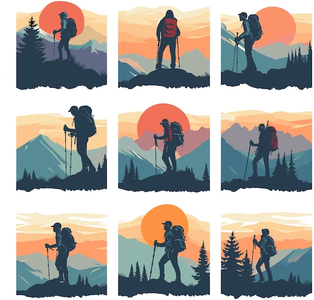 Free vector hiking concept illustration