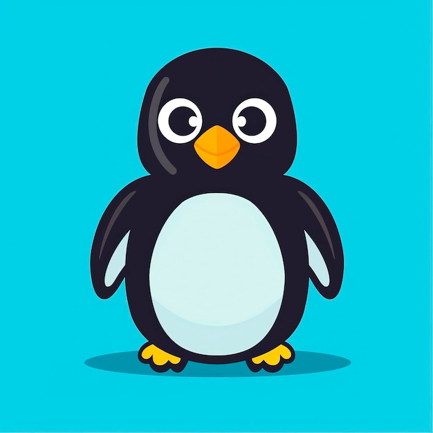 Vector free vector illustration of cute penguin icon in flat style