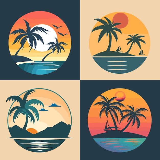 Vector free vector illustrations for summer logos