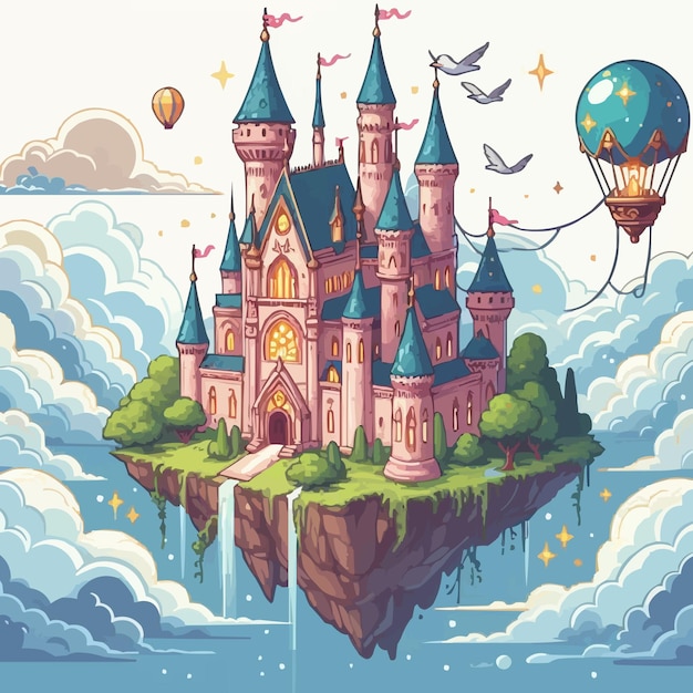 Vector free vector imagine a floating castle in the sky