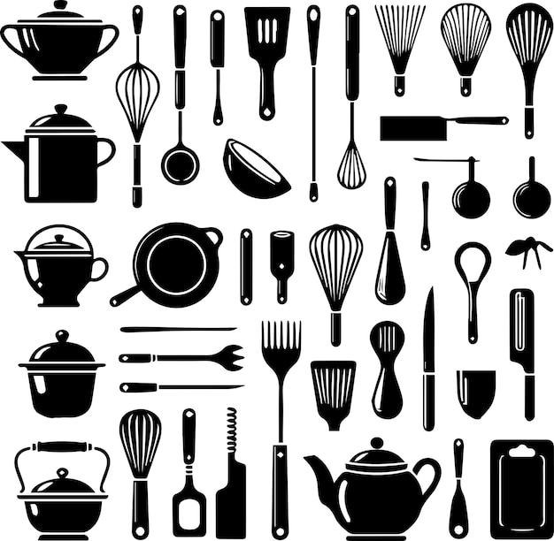 Free Vector Kitchen tools silhouette