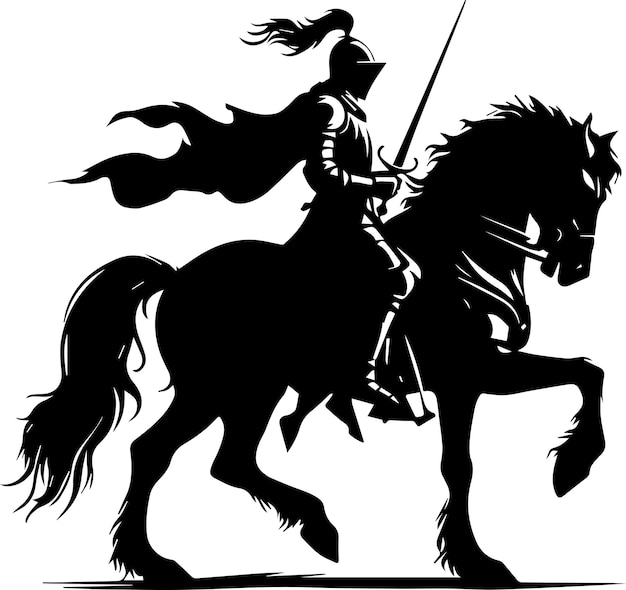 Vector free vector knight on horse silhouette