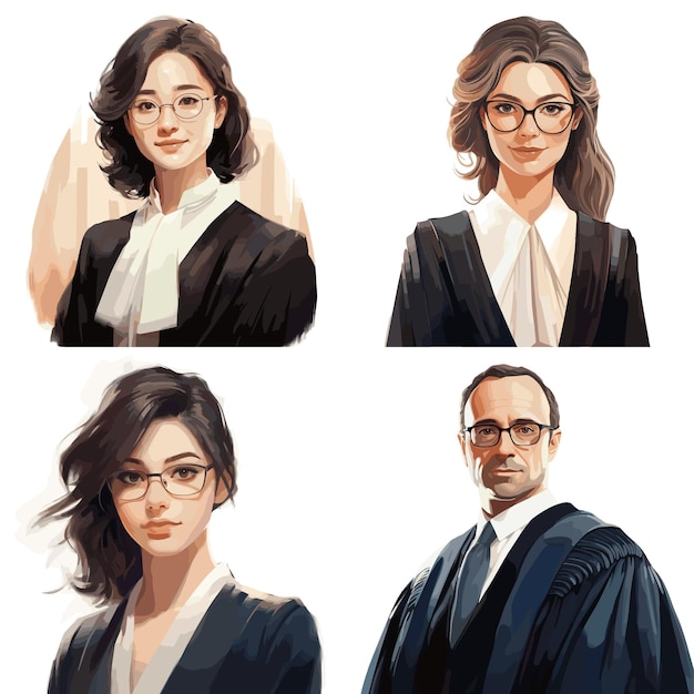 free vector lawyer avatar character people on white background