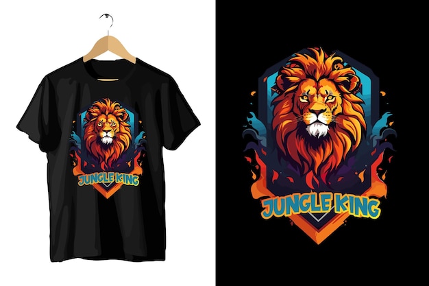 Free vector lion king tshirt design Colorful lion illustration