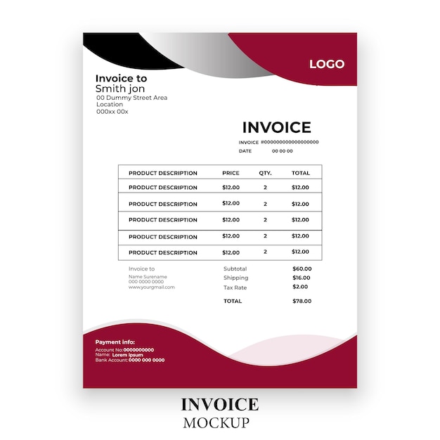 Free vector minimal invoice modern simple design template