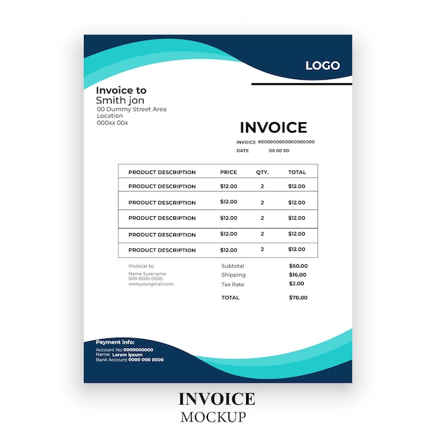 Free vector minimal invoice modern simple design template