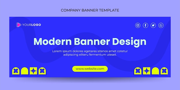 Free Vector Modern Banner Business Company with Blue Strong Shape Template