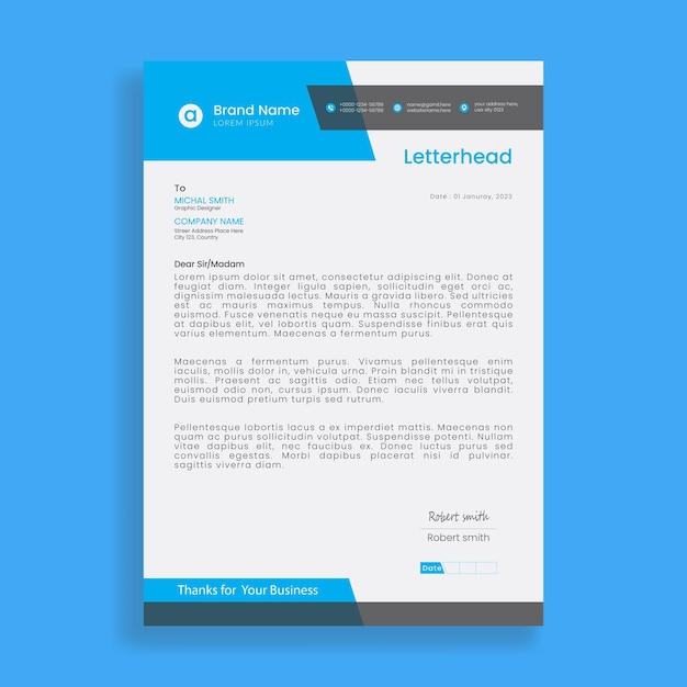 Free Vector modern blue letterhead template