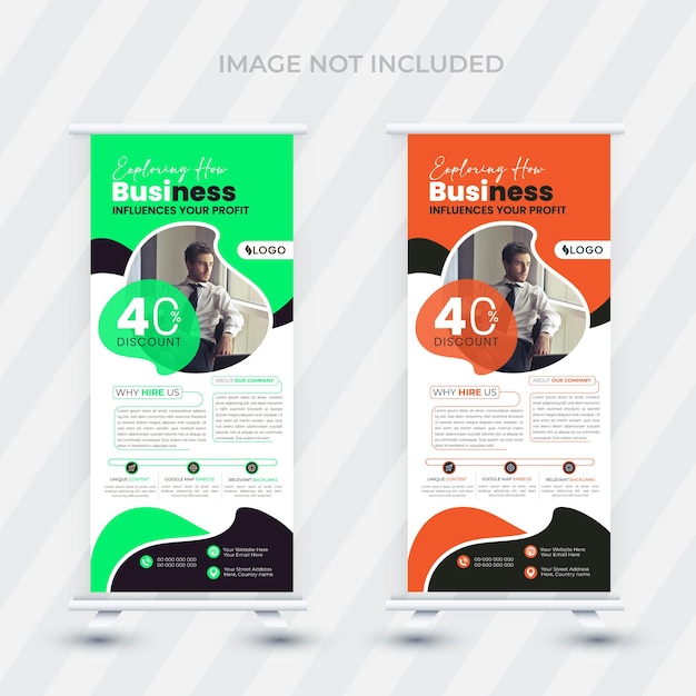 Free vector modern company rollup standee banner in multi color