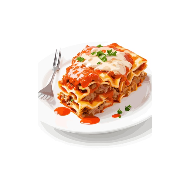 Vector free vector of mouthwatering classic lasagna with vegetables