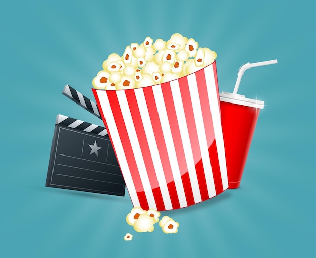 Free vector movie night banner with curtains ,cinema seats, clapperboard, reel. cinema banner.