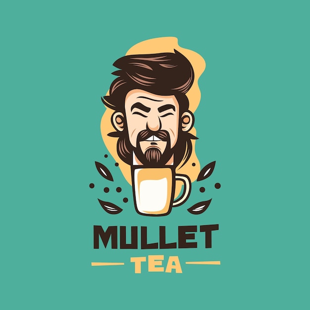 Free Vector Mullet Tea Man Logo