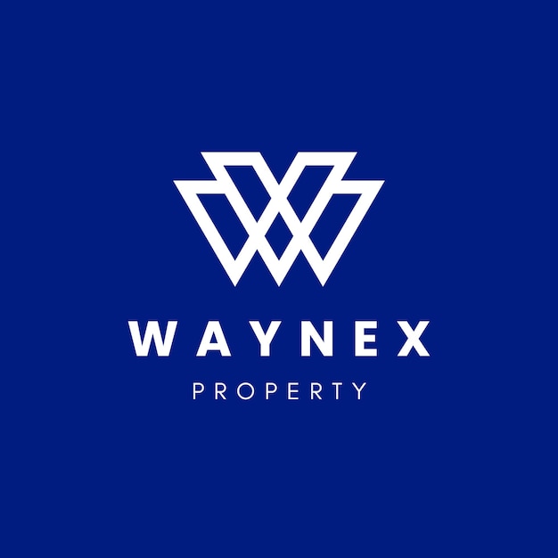 Free vector navy blue modern geometric letter W property logo