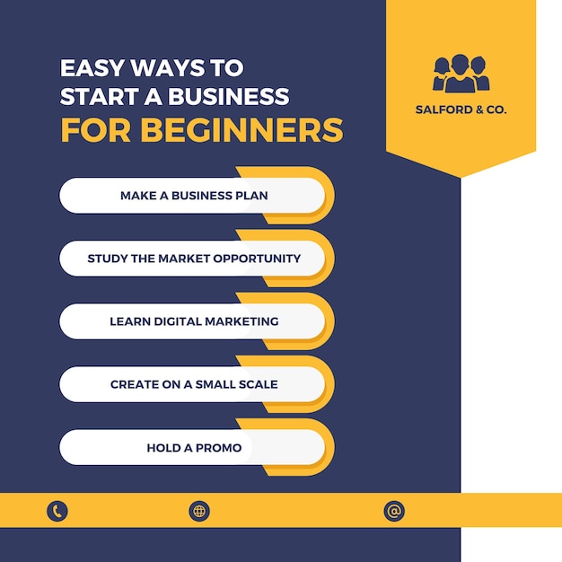 Free vector navy and orange modern business tips