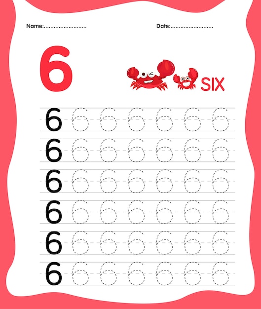 Vector free vector number 6 worksheet with animals