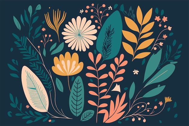 Free vector organic flat design abstract floral pattern