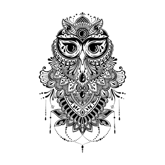 Free vector owl mandala pattern illustration