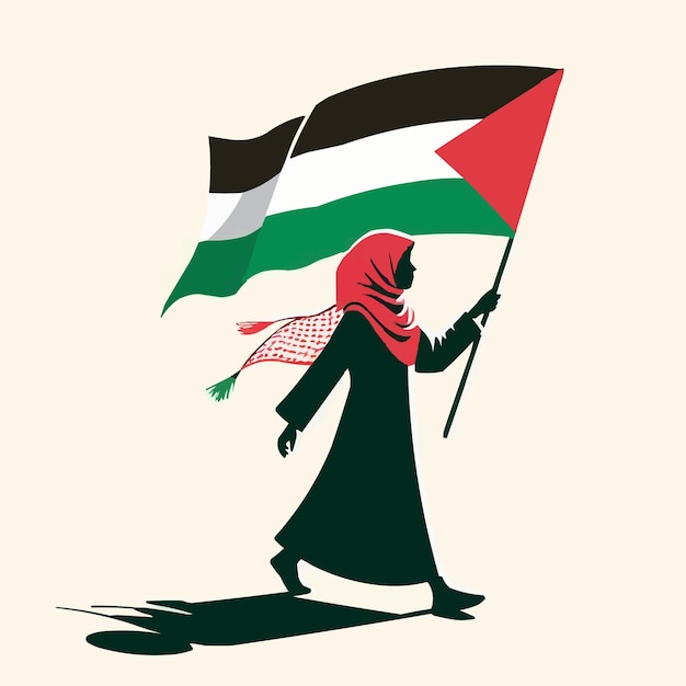 Free vector Palestinian child carrying a Palestine flag