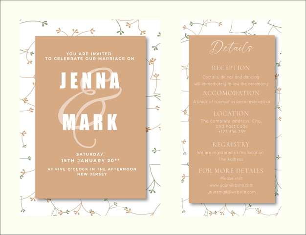 Vector free vector pastel floral pattern watercolor set of wedding card invitation template mockup